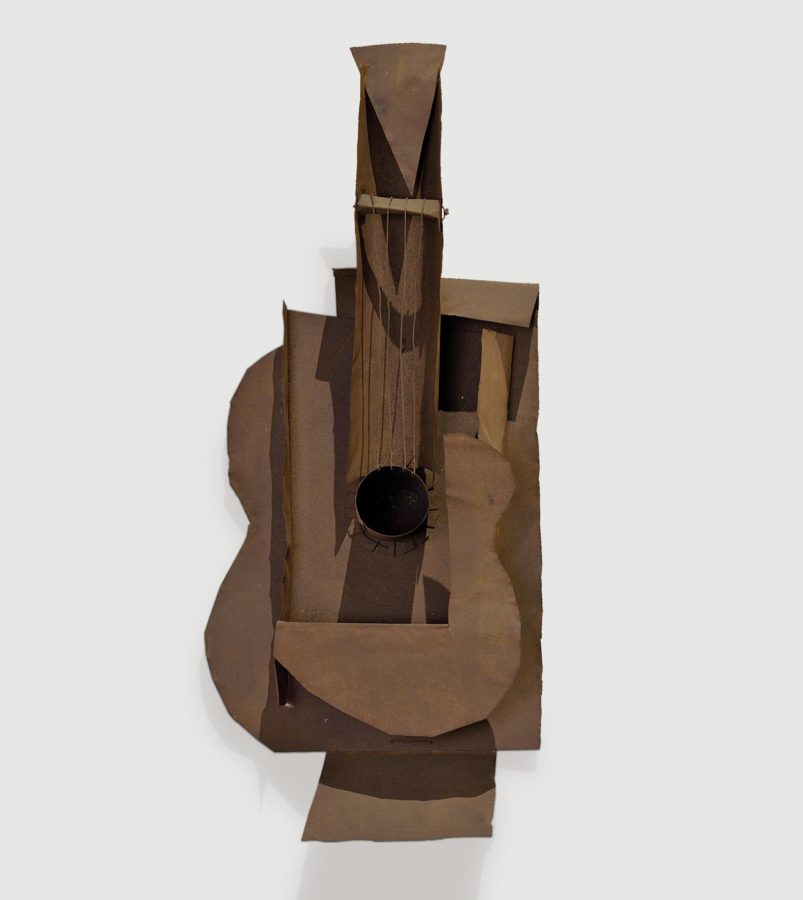 Pablo Picasso periods: Pablo Picasso, Guitar (sheet metal and wire) 1914, Museum of Modern Art, New York, USA. © Estate of Pablo Picasso.
