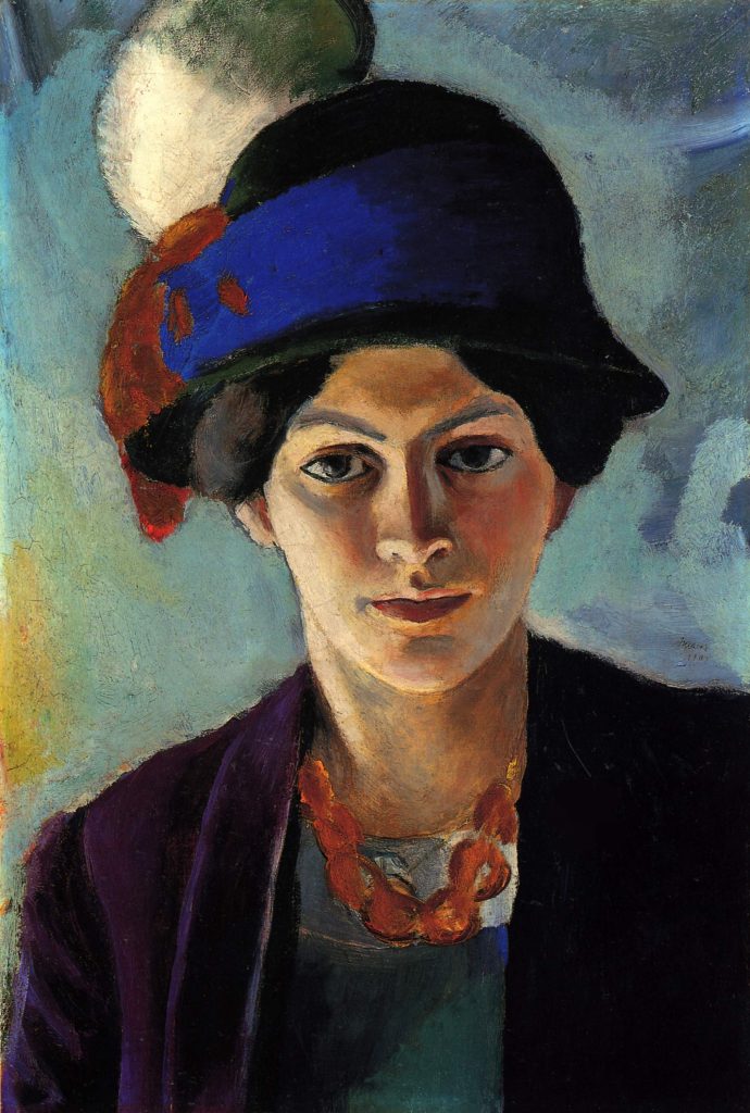 August Macke, Portrait of the artist's wife with a hat, 1909. 