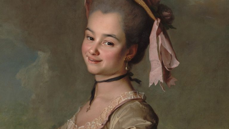 Smolyanki: Dmitry Levitsky, Portrait of Ekaterina Nelidova, 1773, Russian museum, St. Petersburg, Russia. Detail.
