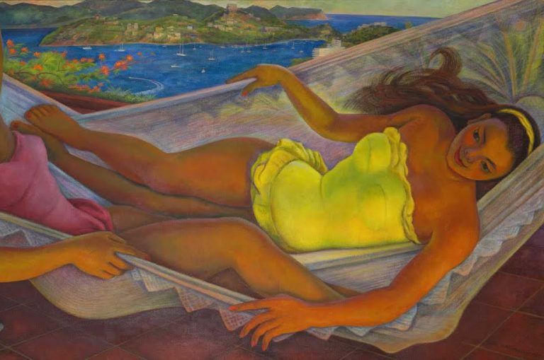 Wind in Paintings: Diego Rivera, The Hammock, 1956, Dolores Olmedo Museum, Mexico City, Mexico. Artsy. Detail.
