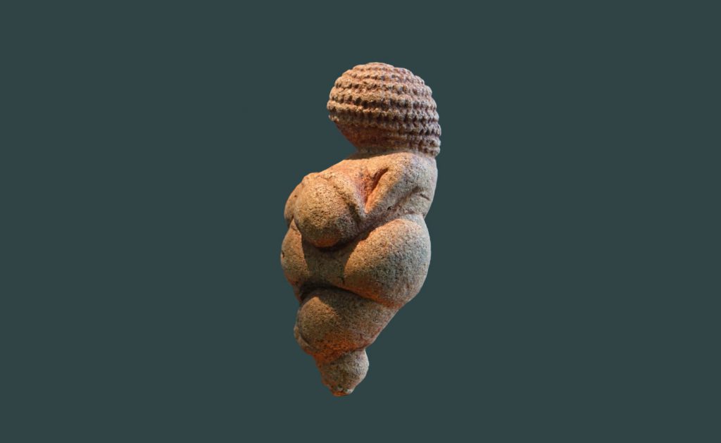 female body in art: Venus of Willendorf, c. 29,500 BCE, Naturhistorisches Museum, Vienna, Austria.

