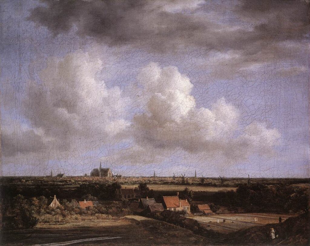 dutch golden age: Jacob van Ruisdael, Landscape with a View of Haarlem, 1670-1675, Staatliche Museen, Berlin, Germany.
