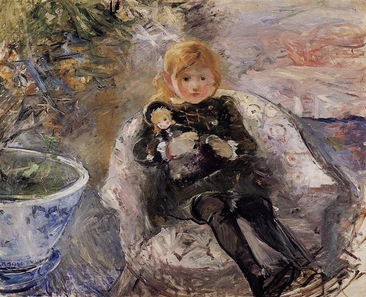 Berthe Morisot: Berthe Morisot, Young Girl With Doll, 1884, private collection. Wikimedia Commons (public domain).
