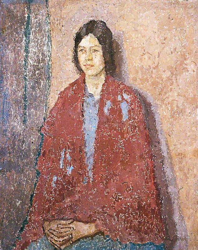 Gwen John Girl in a Blue Dress: Gwen John, Young Woman in a Red Shawl, 1917–1923, York Art Gallery, York, UK.
