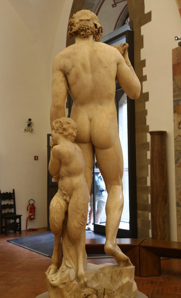 michelangelo Bacchus: Michelangelo Buonarroti, Bacchus, ca. 1496-1497, Bargello National Museum, Florence, Italy. Photo by Rufus46, Wikimedia Commons (public domain).
