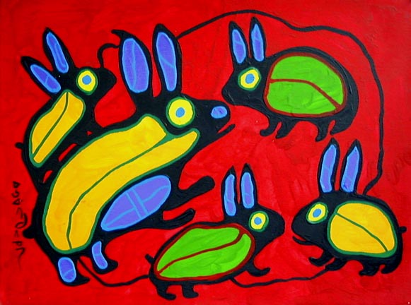 Animal Paintings: Norval Morisseau, Family of Rabbits. Coghlan Art Photo Archive.
