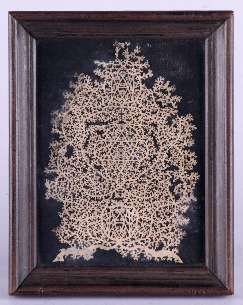 Intricate paper-cutting design within a frame. Dutch Golden Age Women Artists.