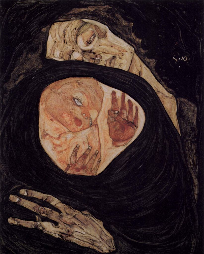 pregnancy in art: Egon Schiele, Dead Mother, 1910, Leopold Museum, Vienna, Austria. Google Arts and Culture.
