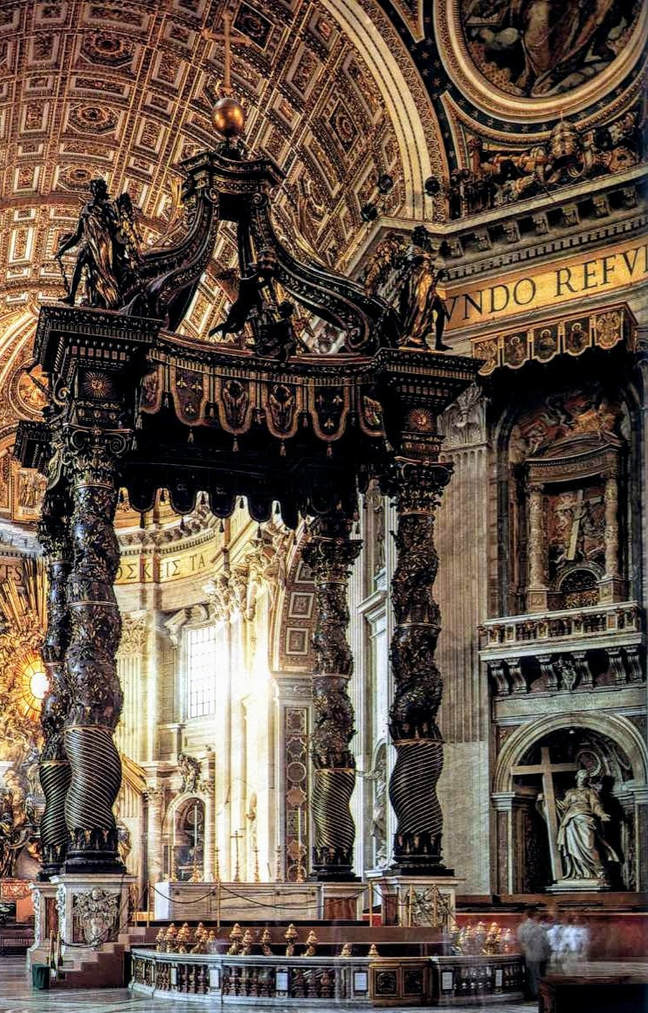 St. Peter’s Basilica: Gian Lorenzo Bernini, The Baldacchino, 1624–1635, Vatican. Pictures from Italy.

