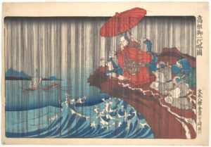 rain japanese art: Utagawa Kuniyoshi, Life of Nichiren: Prayer for Rain Answered, c. 1835, The Metropolitan Museum of Art, New York, NY, USA.
