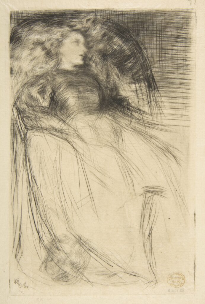 Joanna Hiffernan: James McNeill Whistler, Weary, 1863 (state iv/vi), drypoint on ivory Japanese paper, National Gallery of Art, Washington, DC, USA.

