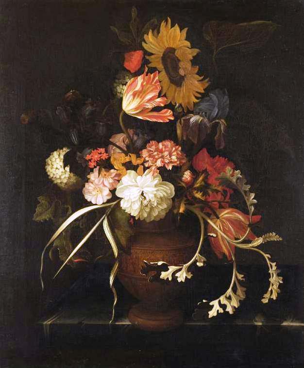 Still life of flowers in an urn. Dutch Golden Age Women Artists.