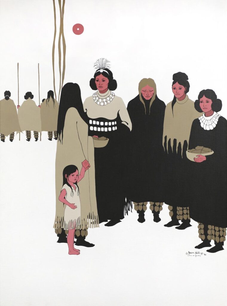 joan hill: Joan Hill (Muskogee Creek and Cherokee), Women’s Voices at the Council, 1990. Gift of the artist on behalf of the Governor’s Commission on the Status of Women, 1990, Oklahoma State Art Collection, courtesy of the Oklahoma Arts Council. © Joan Hill.
