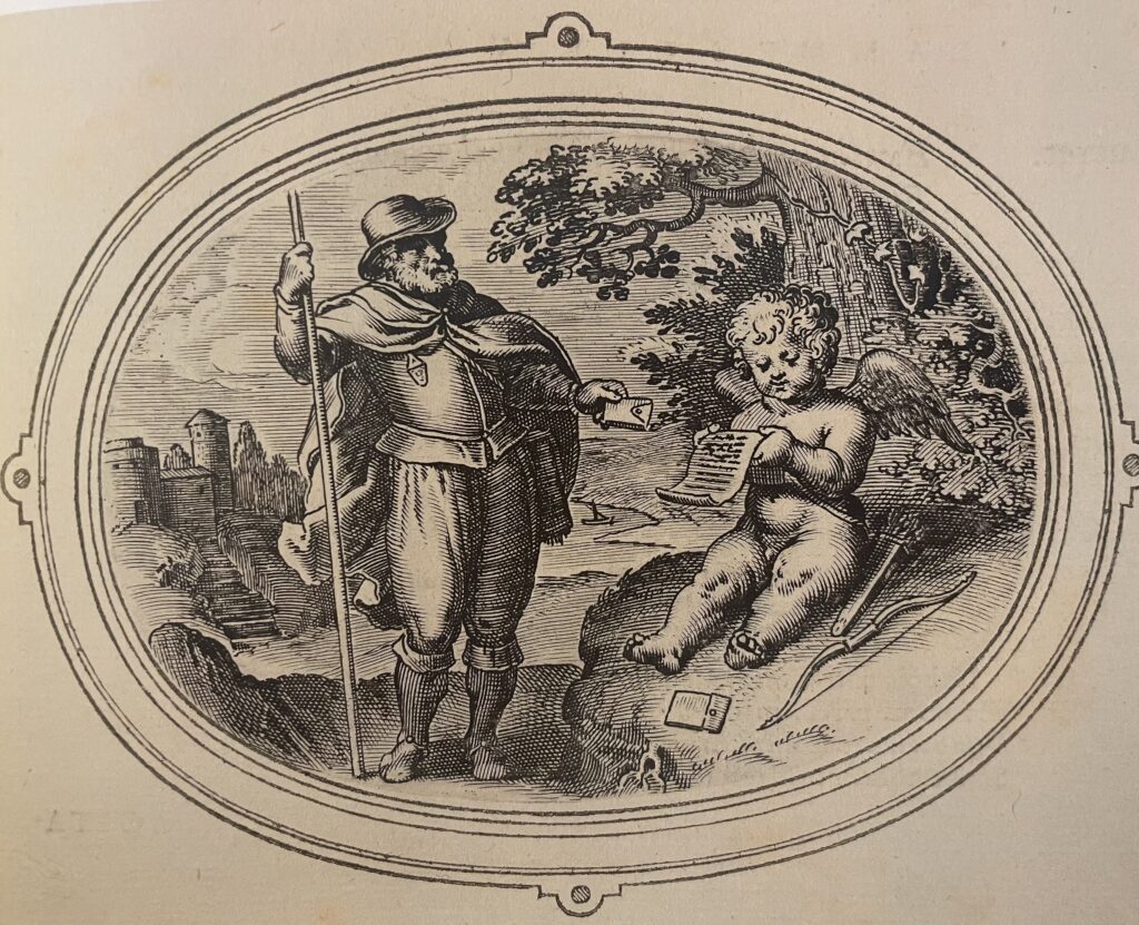 Cornelis Boel, Litteris absentes videmus, emblem from: Otto van Veen, Amorum emblemata, Antwerp 1608