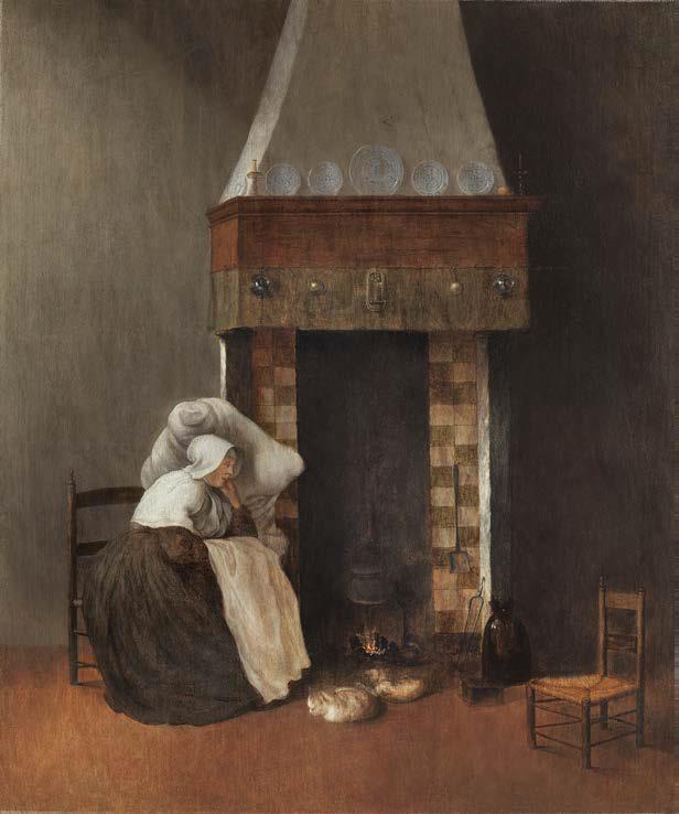 Jacobus Vrel, Interior with a Woman Sleeping by the Fireplace