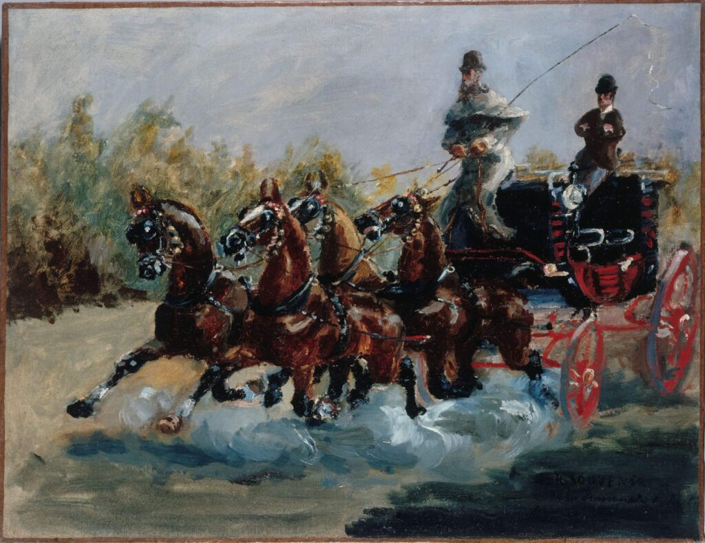 Henri de Toulouse-Lautrec: Henri de Toulouse-Lautrec, Count Alphonse de Toulouse Lautrec Driving a Four-Horse Hitch, 1881, The Petit Palais, Paris, France. Museum’s website.
