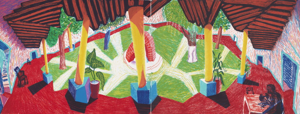 david hockney bozar: David Hockney at Bozar: David Hockney, Hotel Acatlan: Two Weeks Later, lithograph, 1985, Tate, London, UK.
