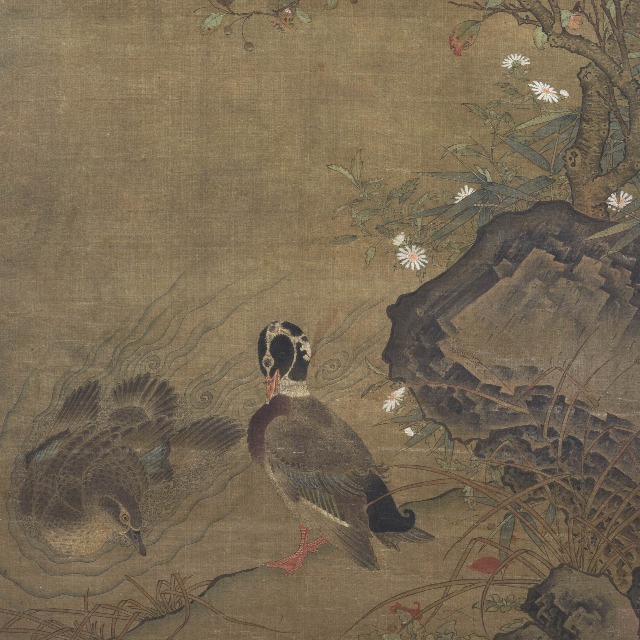 Chinese museums: Ren Renfa, Wild Ducks and Gulls by an Autumn Lake, hanging scroll, Yuan Dynasty 1271-1368, The Shanghai Museum, Shanghai, China.
