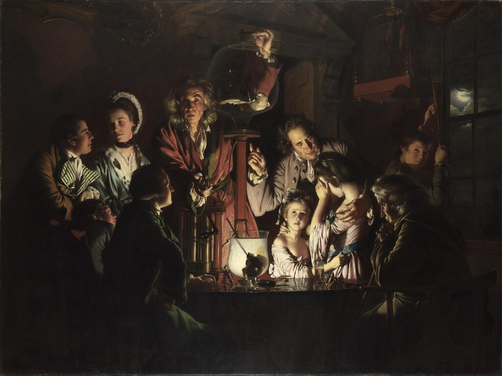 zodiac signs: Joseph Wright of Derby, An Experiment on a Bird in an Air Pump, 1768, The National Gallery, London, UK.
