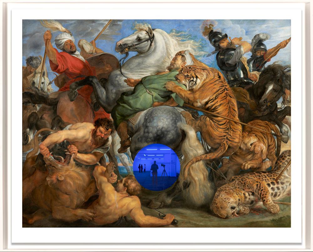 jeff koons cy twombly: Jeff Koons, Gazing Ball (Rubens Tiger Hunt), 2017, signed and dated in the lower margin, Archival pigment print on Innova rag paper, glass. ArtSpace.
