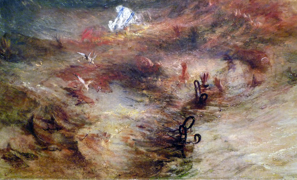 black models art: Black models in art: J. M. W. Turner, Slave Ship, originally titled: Slavers Throwing Overboard the Dead and Dying – Typhoon Coming On, 1840, Museum of Fine Arts, Boston, MA, USA. Detail.
