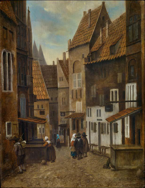 Jacobus Vrel, Street Scene with Two Towers of a Church in the Background