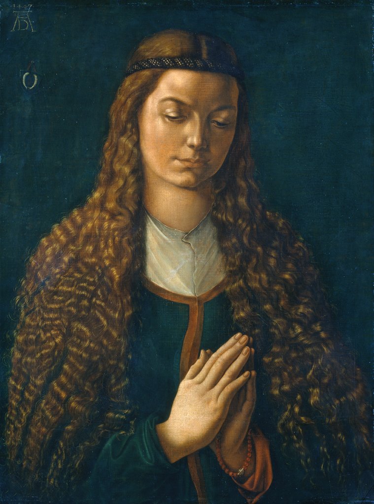 renaissance portraits rijksmuseum: Renaissance Portraits in Rijksmuseum: Albrecht Dürer, Portrait of a Young Woman in Prayer with her Hair Down, 1497, Städel Museum, Frankfurt am Main, Germany.
