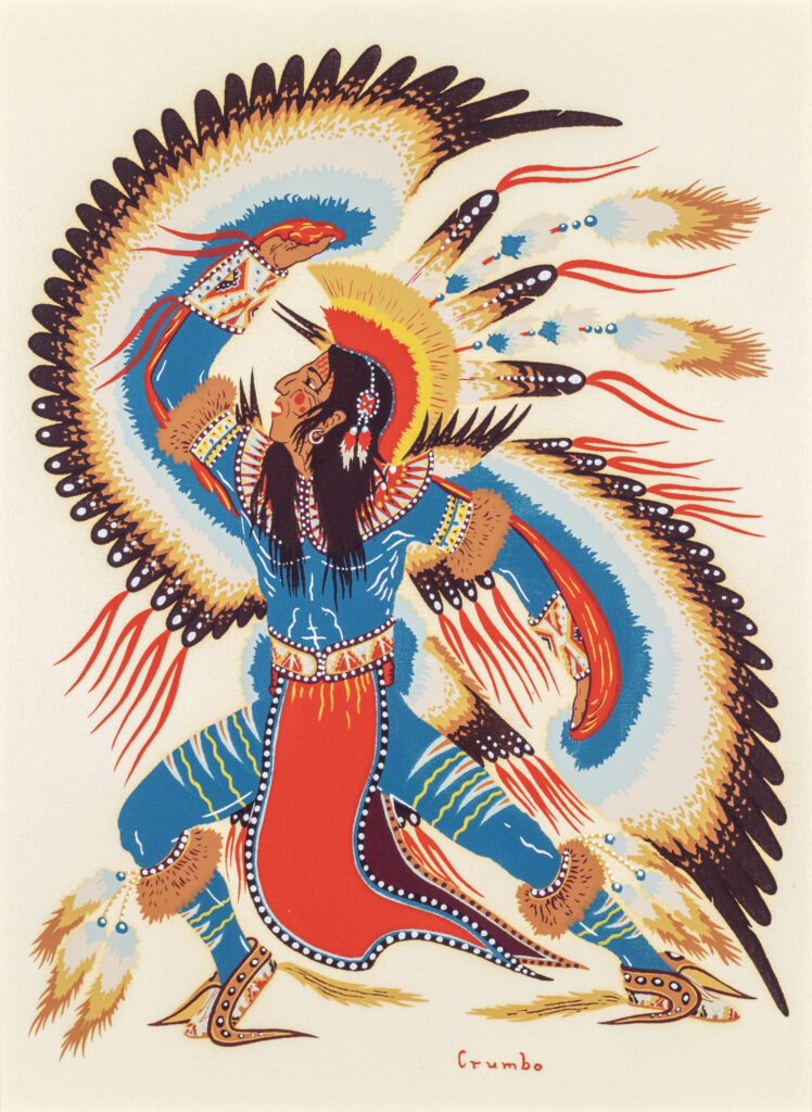 native american printmakers: Woody Crumbo, Eagle Dancer, 1963, Georgia Museum of Art, Athens, GA, USA.
