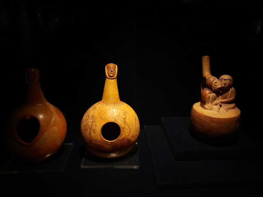 museo larco: Vessel depicting masturbation, Moche culture, 1 CE–800 CE, Peru, Museo Larco, Lima, Peru. Photo by author.
