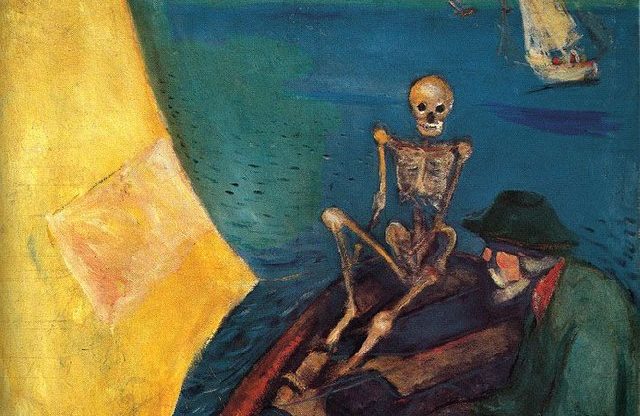 edvard munch death: Edvard Munch, Death at the Helm, 1893, Munch Museum, Oslo, Norway. Detail.
