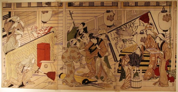 new year traditions Kitagawa Utamaro, House Cleaning, 1792