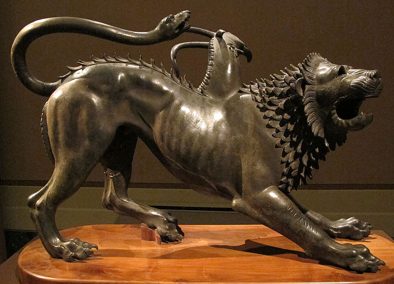 on ugliness: Chimera of Arezzo, c. 400 BC, Etruscan bronze statue, National Archaeological Museum, Florence, Italy. Photo by Sailko via Wikimedia Commons (CC BY-SA 3.0).
