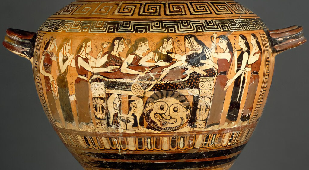 Ioanna Sakellaraki: Damon Painter, Achilles mourned by Thetis and the Nereids, Black-Figure Hydria, c. 560-550 BCE, Louvre, Paris, France. Photographed by Herve Lewandowski. Detail. Artstor.

