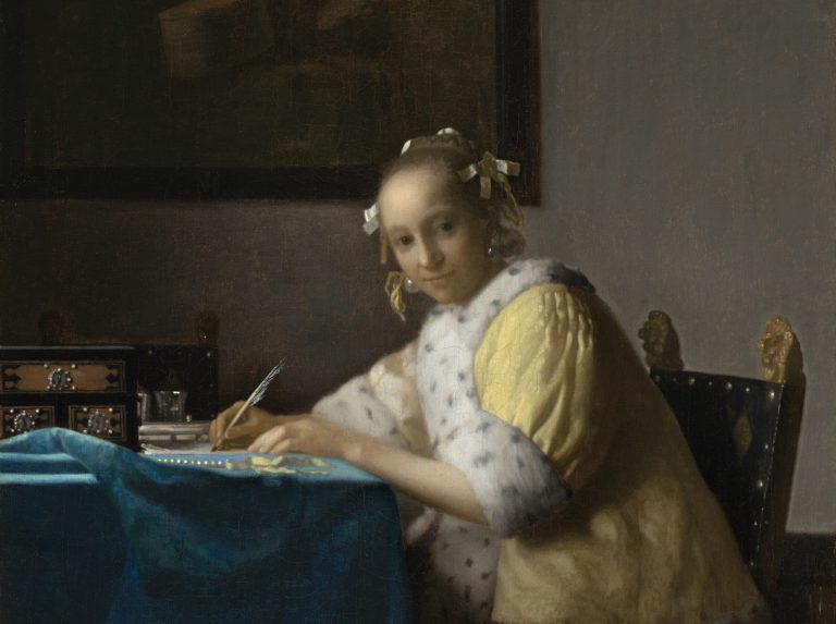 Lady writing at desk, Johannes Vermeer