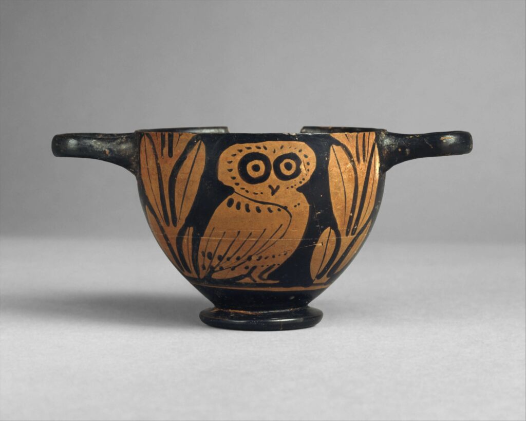 birds in art: Terracotta skyphos (deep drinking cup), mid-5th century BCE, Greece, The Metropolitan Museum of Art, New York, NY, USA.
