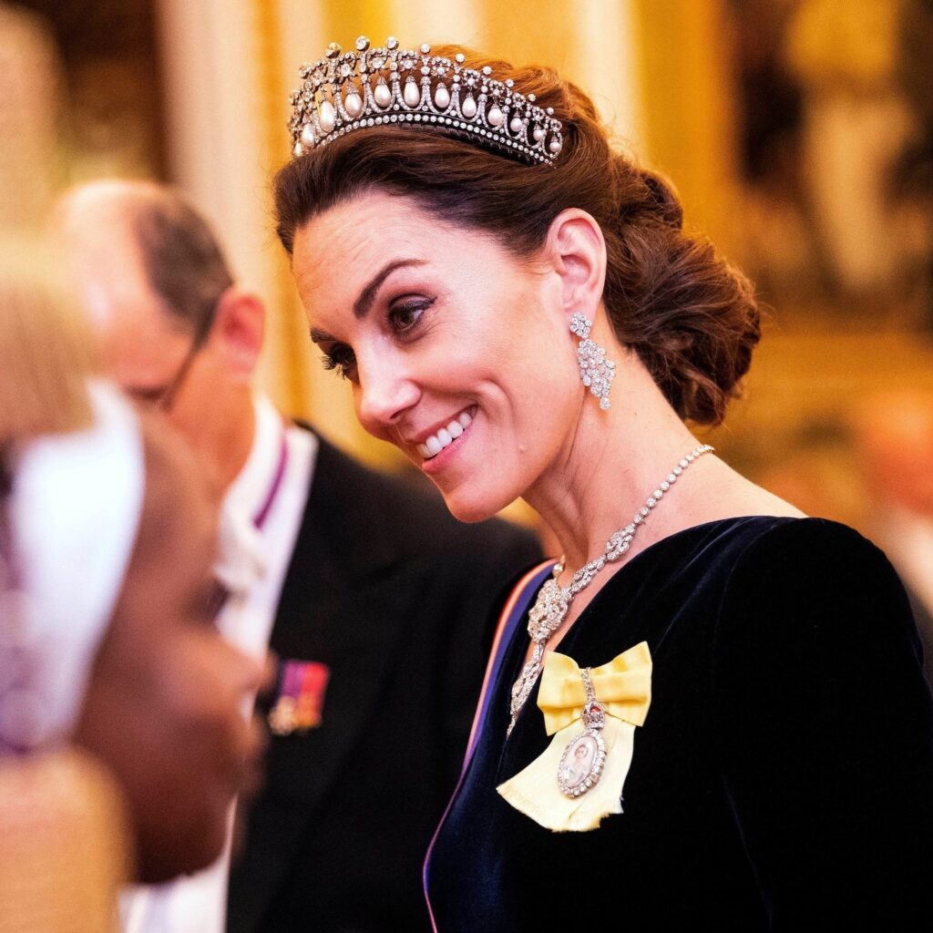 Beautiful Tiaras: Duchess of Cambridge Kate Middleton Wearing The Lover’s Knot Tiara. Vogue.
