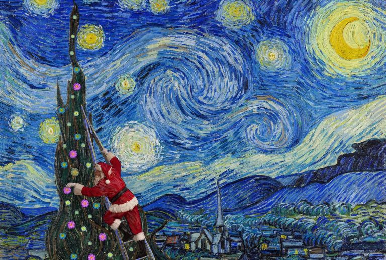 Ed Wheeler: Ed Wheeler, Santa Classics inspired by Vincent van Gogh’s The Starry Night. Artist’s website.
