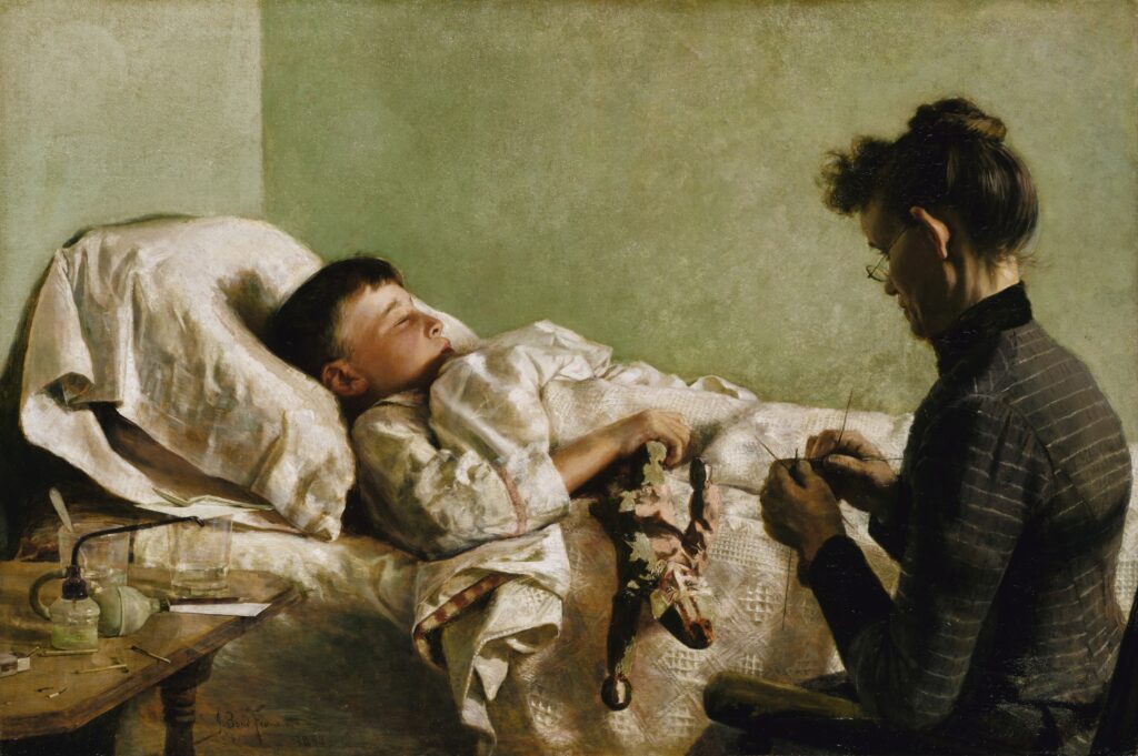 sickness in art: John Bond Francisco, The Sick Child, 1893, Smithsonian American Art Museum, Washington, DC, USA. Museum’s website.
