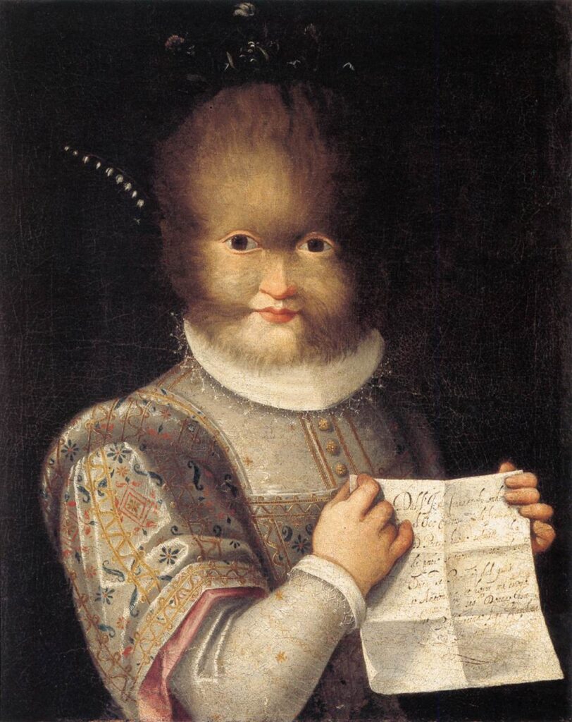 history of ugliness: Lavinia Fontana, Portrait of Antonietta Gonzales, 1594-1595, Musée du château de Blois, Blois, France.