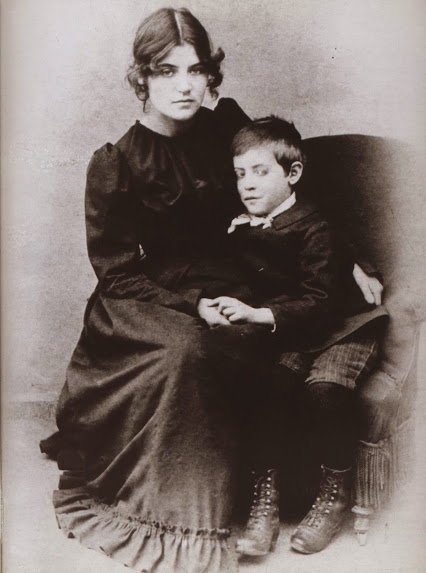 Suzanne Valadon Barnes Foundation: Suzanne Valadon and Maurice Utrillo. Black and white photograph of a white woman with young white boy.