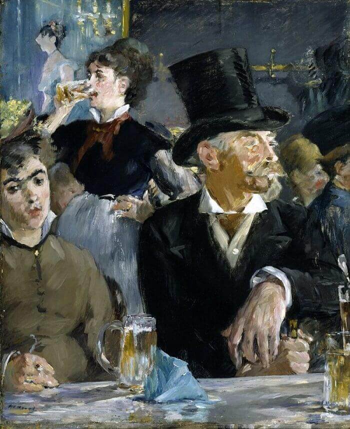 parisian bistro in art: Edouard Manet, At the Cafe, or Café Concert, 1878, Walters Art Museum, Baltimore, MA, USA. Manet.
