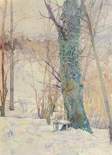 Slava Raškaj: Slava Raškaj, A Tree in the Snowy Landscape, 1900, Moderna Galerija, Zagreb, Croatia.
