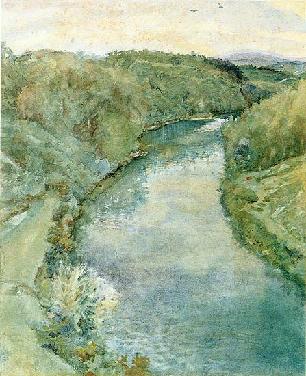 Slava Raškaj: Slava Raškaj, The Kupa River near Ozalj, ca 1890. Wikimedia Commons (public domain).
