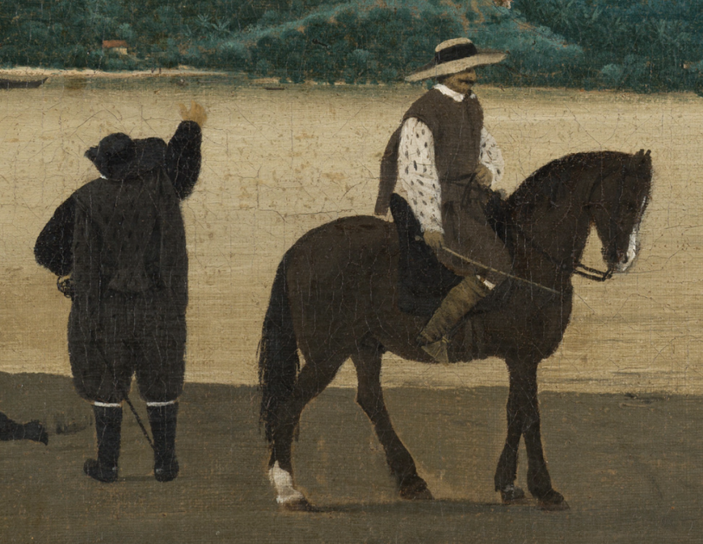 Frans Post: Frans Post, View of the Island of Itamaracá, Brazil, 3 November 1637, Mauritshuis, The Hague, Netherlands. Detail.
