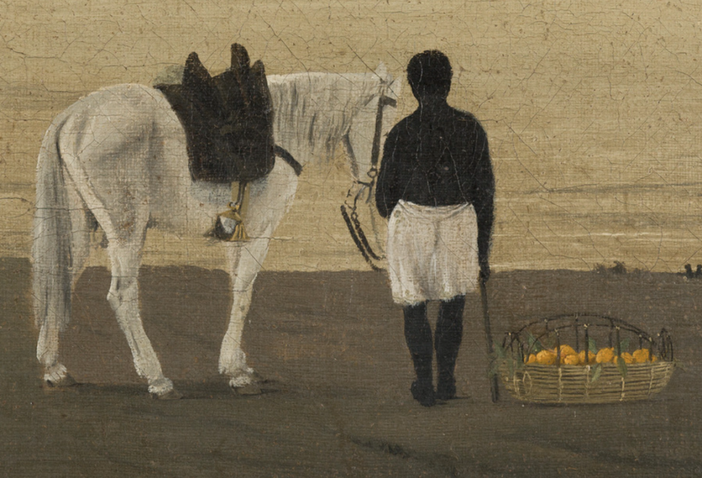 Frans Post: Frans Post, View of the Island of Itamaracá, Brazil, 3 November 1637, Mauritshuis, The Hague, Netherlands. Detail.
