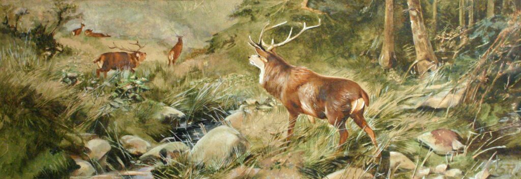 Slava Raškaj: Slava Raškaj, Deer in the Battle, 1897, Wikimedia Commons (public domain).
