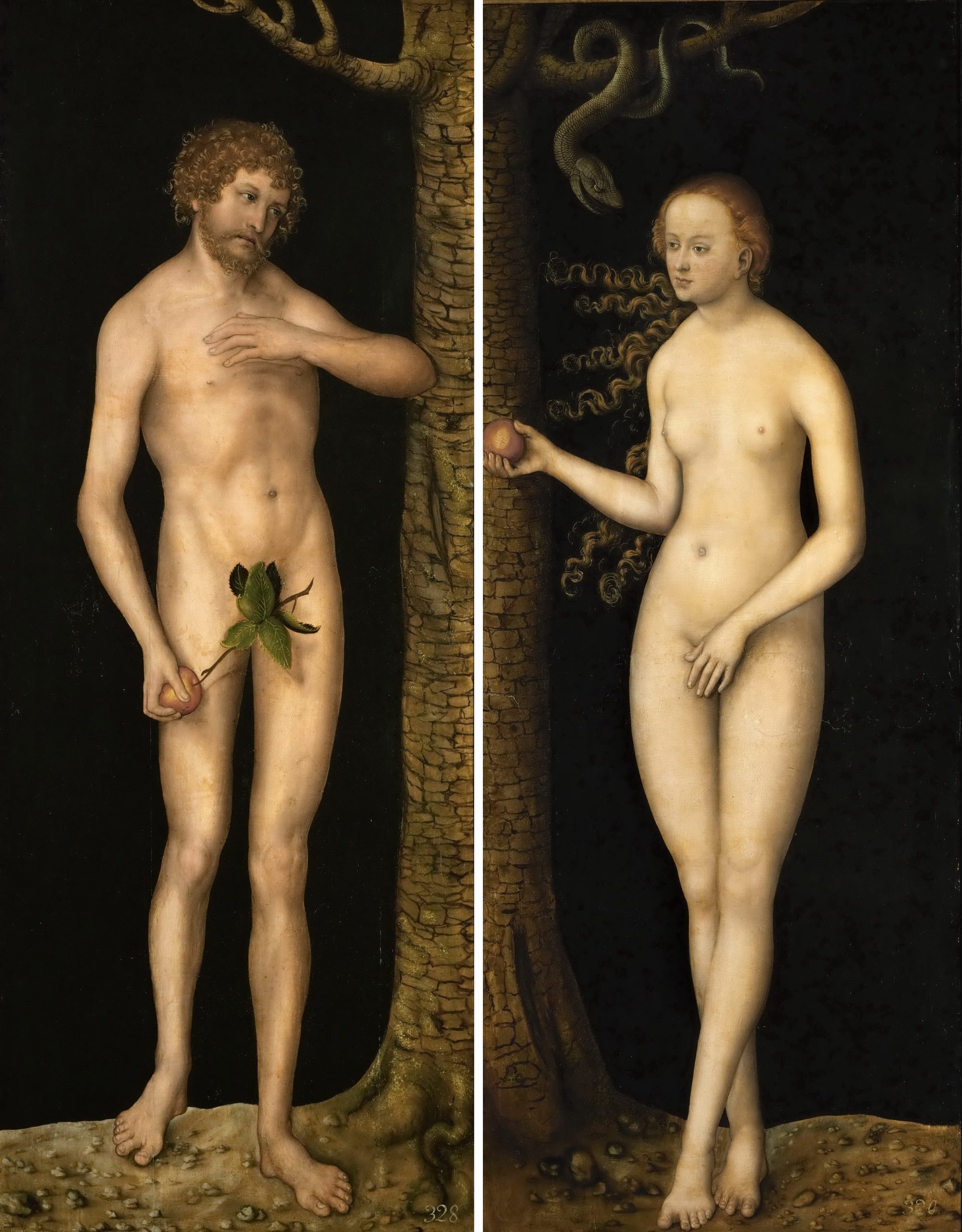Art in Dark: Lucas Cranach the Elder, Adam and Eve, c. 1510-1520, Kunsthistorisches Museum, Vienna, Austria.