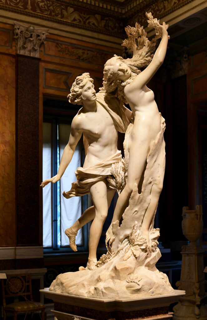 Gian Lorenzo Bernini: Gian Lorenzo Bernini, Apollo and Daphne, 1622–1625, Galleria Borghese, Rome, Italy. Photograph by Architas via Wikimedia Commons (CC BY-SA 4.0).
