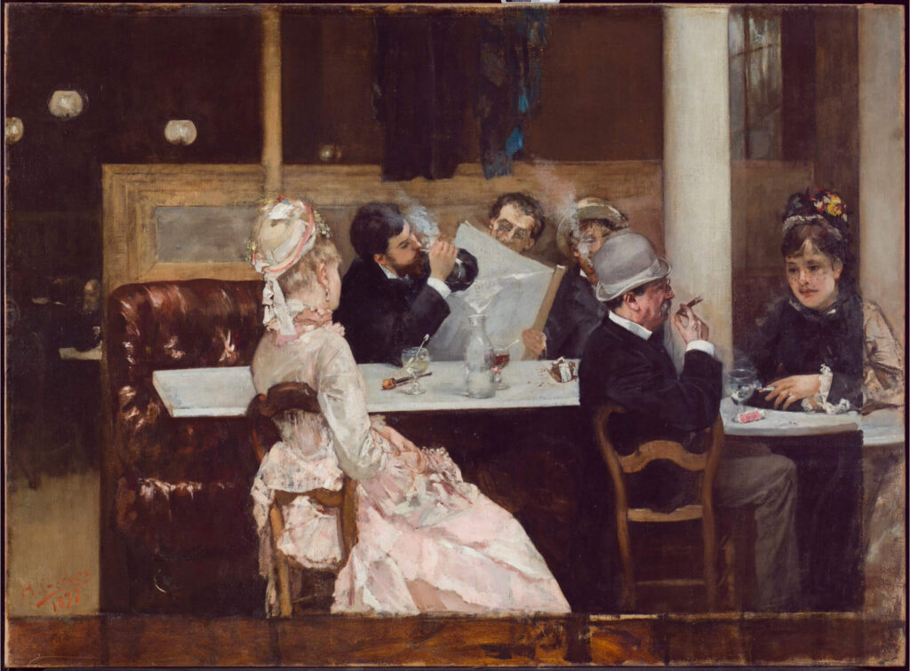 Bistro, Henri Gervex, Café scene in Paris, 1877, Detroit Institut of Art, Detroit, Michigan, USA.