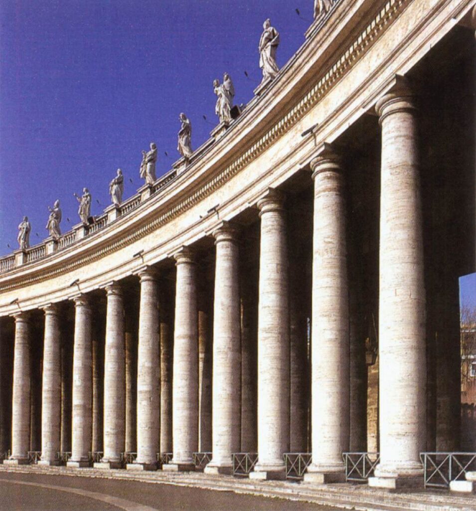 Gian Lorenzo Bernini, Colonnade (detail), 1665–1667, Saint Peter's Square, Rome, Italy.